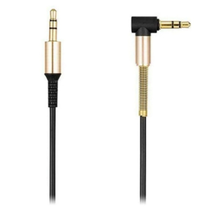 3.5 Mm Metal Başlıklı Erkek/Erkek L Uçlu Jack Girişli Aux Stereo Ses Aktarma Kablosu (K0)