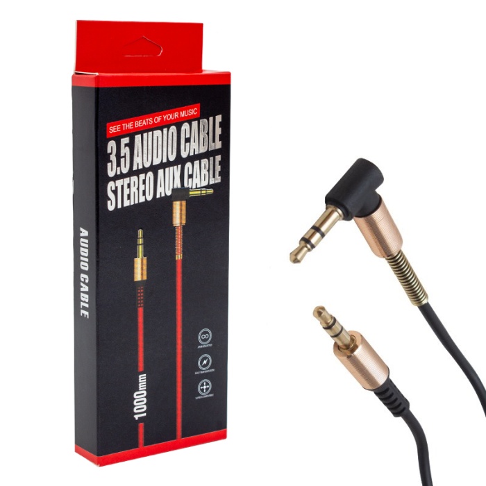 3.5 MM ERKEK/ERKEK METAL BAŞLIKLI L UÇLU STEREO AUX KABLO (K0)