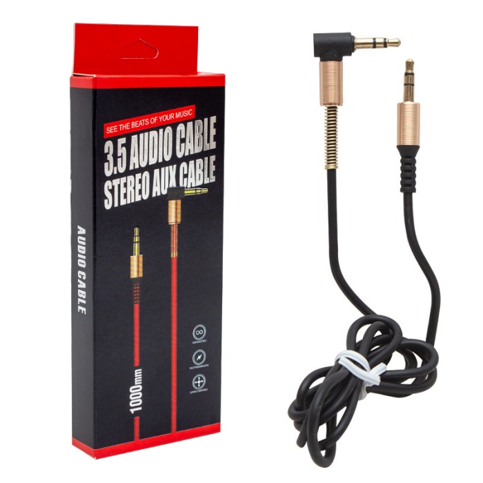 3.5 MM ERKEK/ERKEK METAL BAŞLIKLI L UÇLU STEREO AUX KABLO (K0)