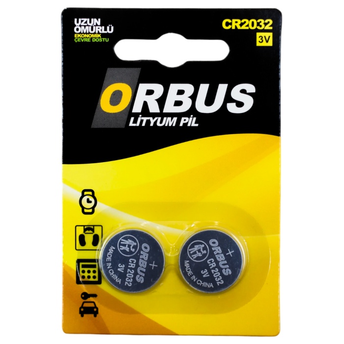 ORBUS CR2032 3 VOLT LİTYUM PARA PİL (2Lİ PAKET FİYATI) (K0)