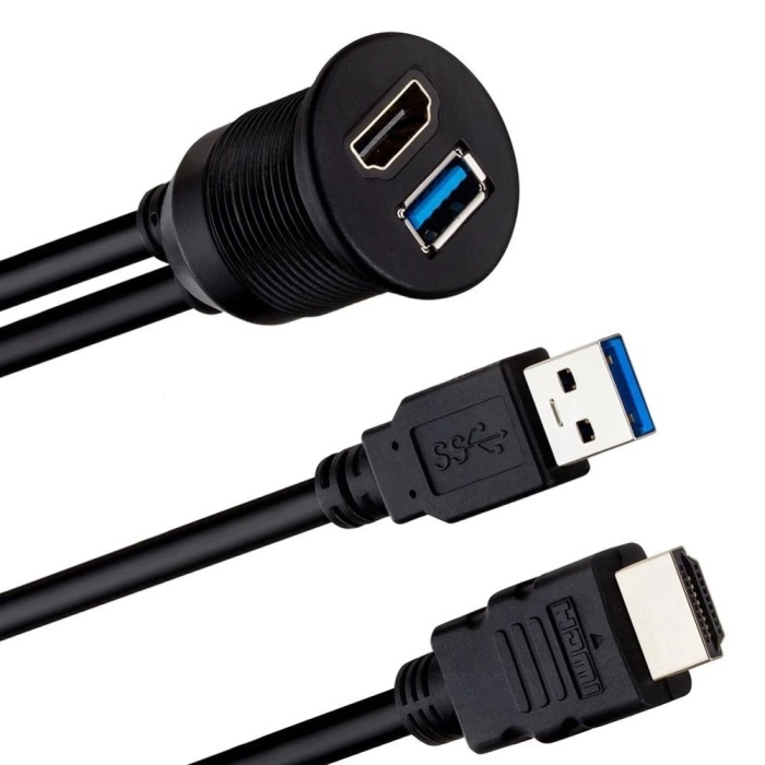 ARAÇ KONTROL PANELİ USB 3.0 + HDMI UZATMA KABLOSU GÖMME MONTAJ (K0)