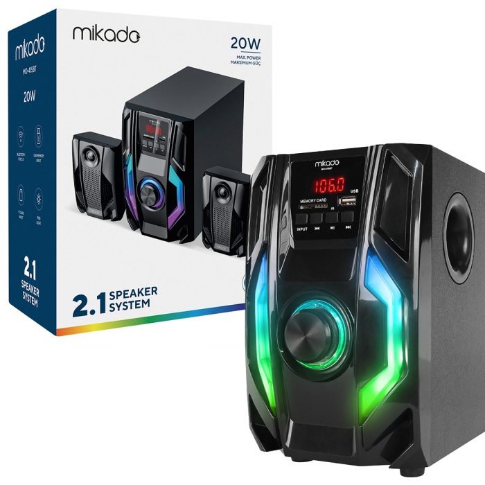 MİKADO MD-415BT RGB 2+1 20 WATT BASSLI FM/BT/SD/USB BLUETOOTH SES SİSTEMİ MULTİMEDYA HOPARLÖR (K0)