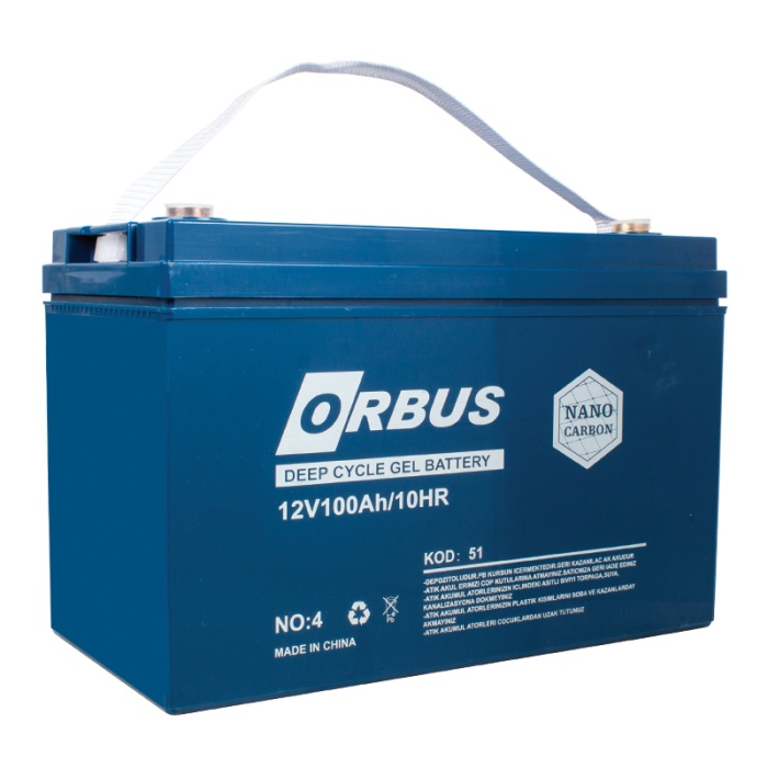 ORBUS 12 VOLT - 100 AMPER KARBON JEL TİP AKÜ (330 X 173 X 212 MM) (K0)