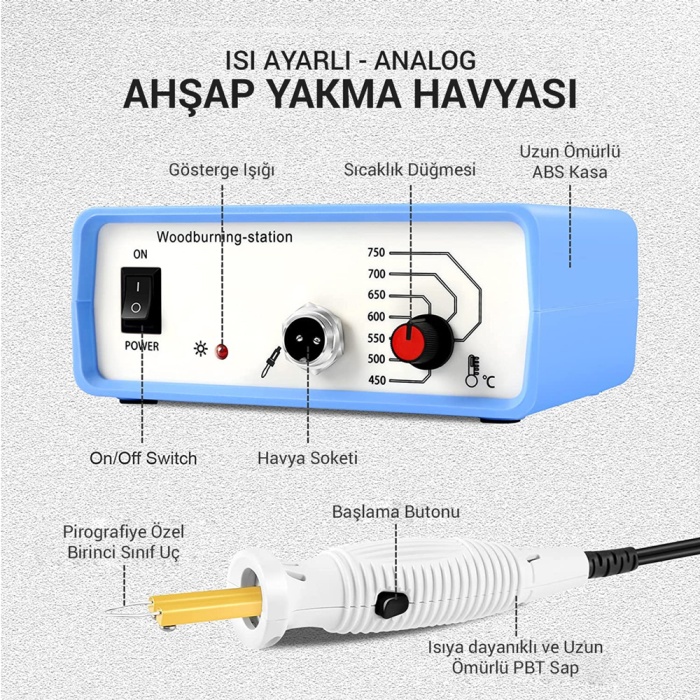 PM-15903 ISI AYARLI ANALOG AHŞAP YAKMA HAVYASI