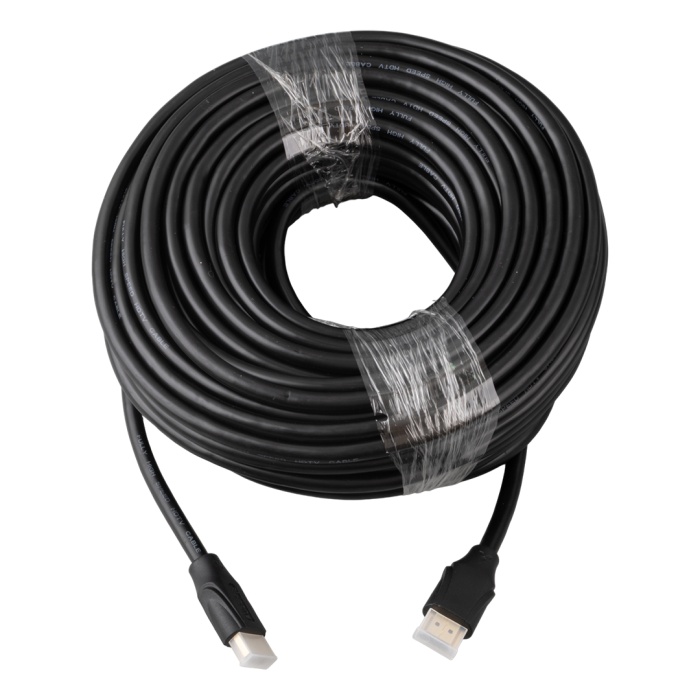 G-507K PLASTİK DÜZ SİYAH 25 METRE GOLD POŞETLİ HDMI KABLO