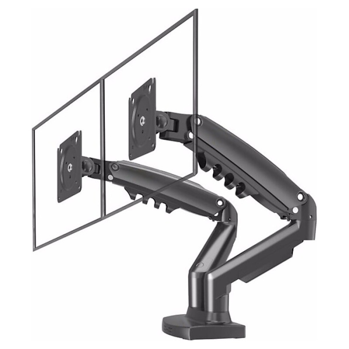 F160  MNT02 17-27 AMORTİSÖRLÜ STAND ÇİFT KOL LCD / LED MONİTÖR TUTUCU STAND ASKI APARATI