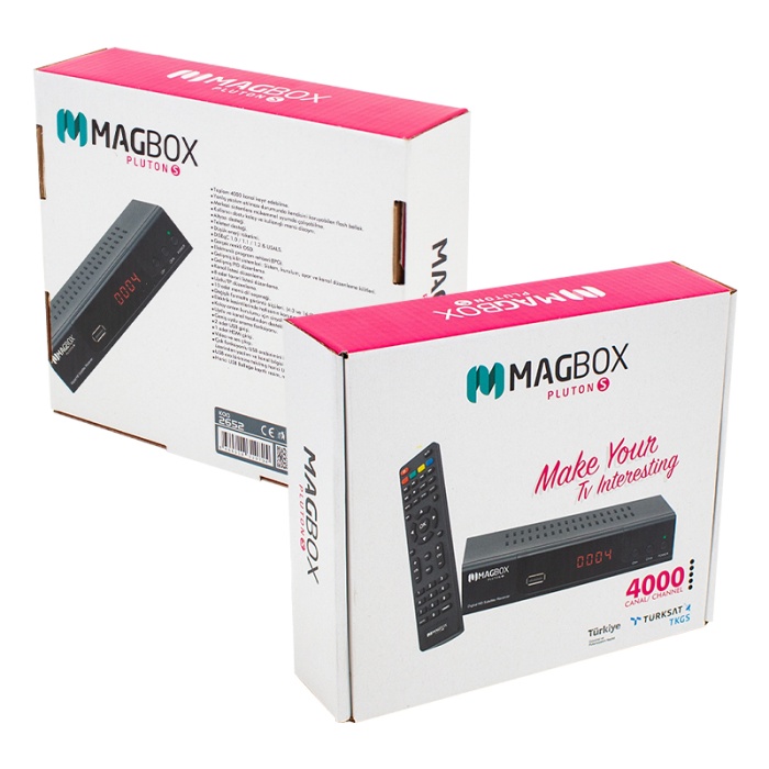 MAGBOX PLUTON S YENİ MODEL KASALI FULL HD UYDU ALICISI TKGSLİ (SCART+HD) HDMI KABLO DAHİL (K0)