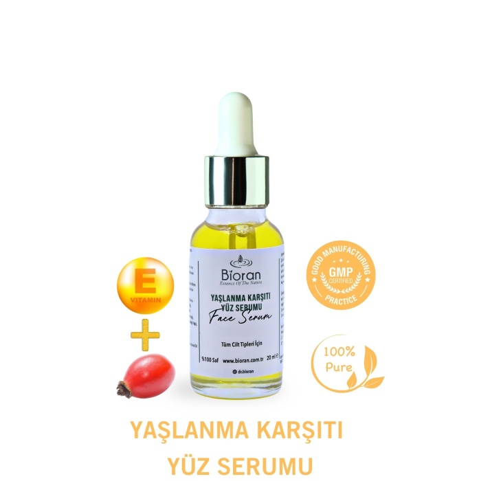 Yaşlanma Karşıtı Yüz Serumu %100 Saf ve Doğal İçerikli 20 ml.