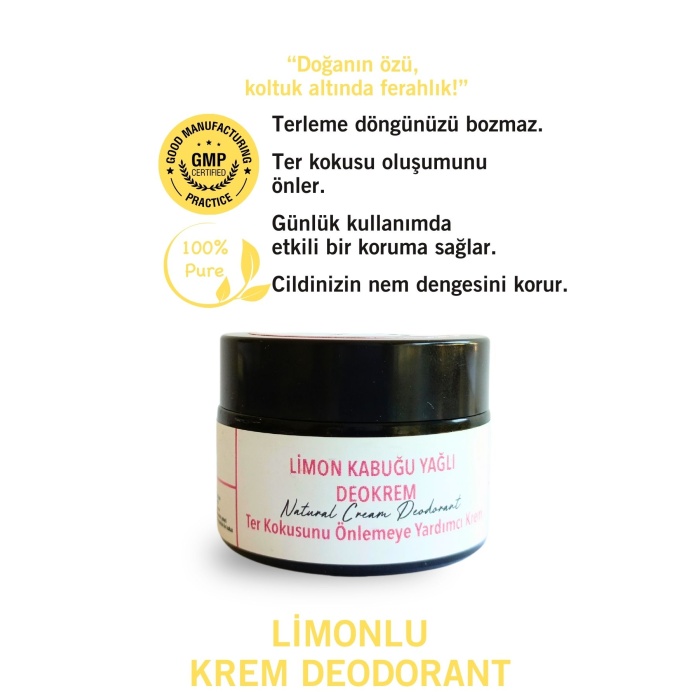 Limon Kabuğu Yağlı Krem Deodorant 40 ml %100 Doğal