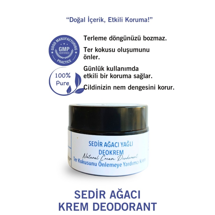 Sedir Ağacı Yağlı Krem Deodorant 40 ml. %100 Doğal