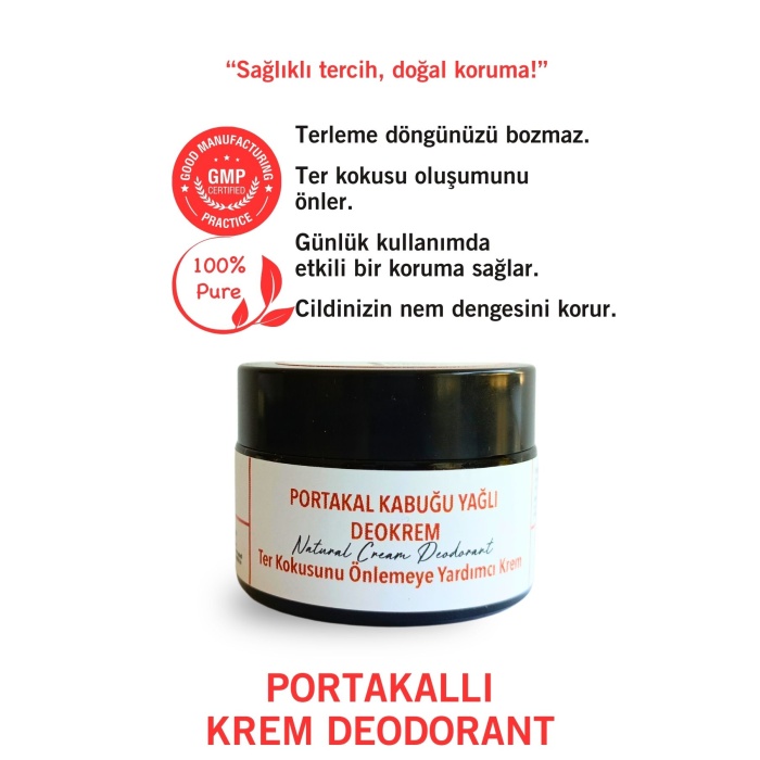 Portakal Kabuğu Yağlı Krem Deodorant 40 ml. %100 Doğal