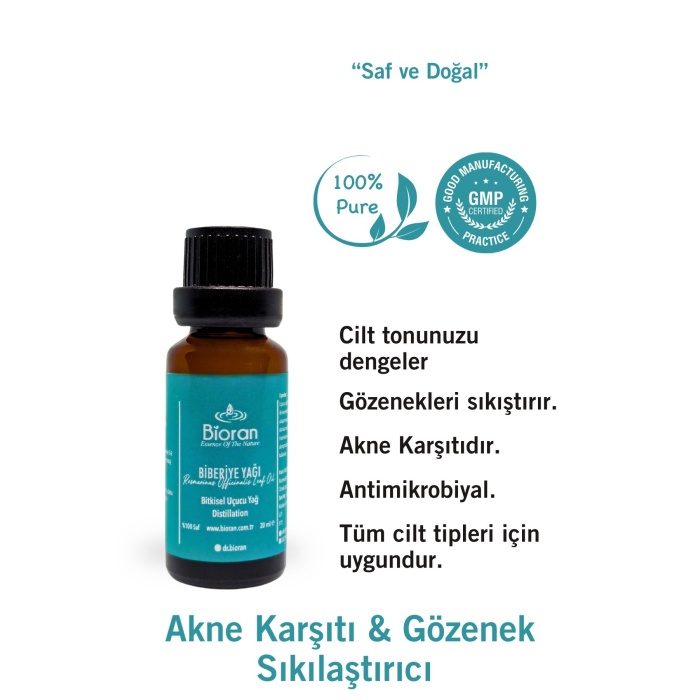 Biberiye Yağı %100 Saf Bitkisel Uçucu Yağ 20 ml. (Rosmarinus officinalis Leaf Oil)