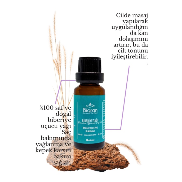 Biberiye Yağı %100 Saf Bitkisel Uçucu Yağ 20 ml. (Rosmarinus officinalis Leaf Oil)