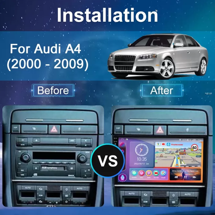 Audi A4 Android Multimedya Sistemi (2000-2009) 2 GB RAM 32 GB Hafıza 8 Çekirdek Navigatör Premium Series