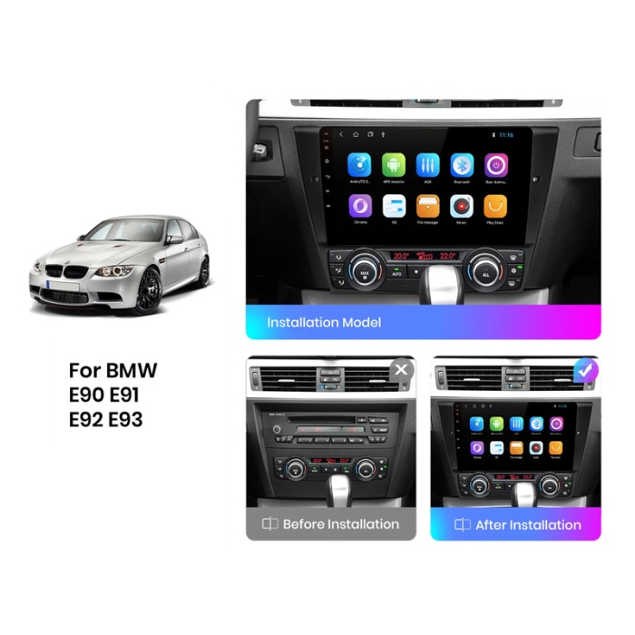 BMW 3 Serisi E90 91 92 93 Android Multimedya Sistemi (2005-2011) 2 GB RAM 32 GB Hafıza 8 Çekirdek Navigatör