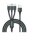 Ack-47 Primecord 3in1 Lightning, Micro, Type-c Metal Başlık Usb Şarj Kablosu