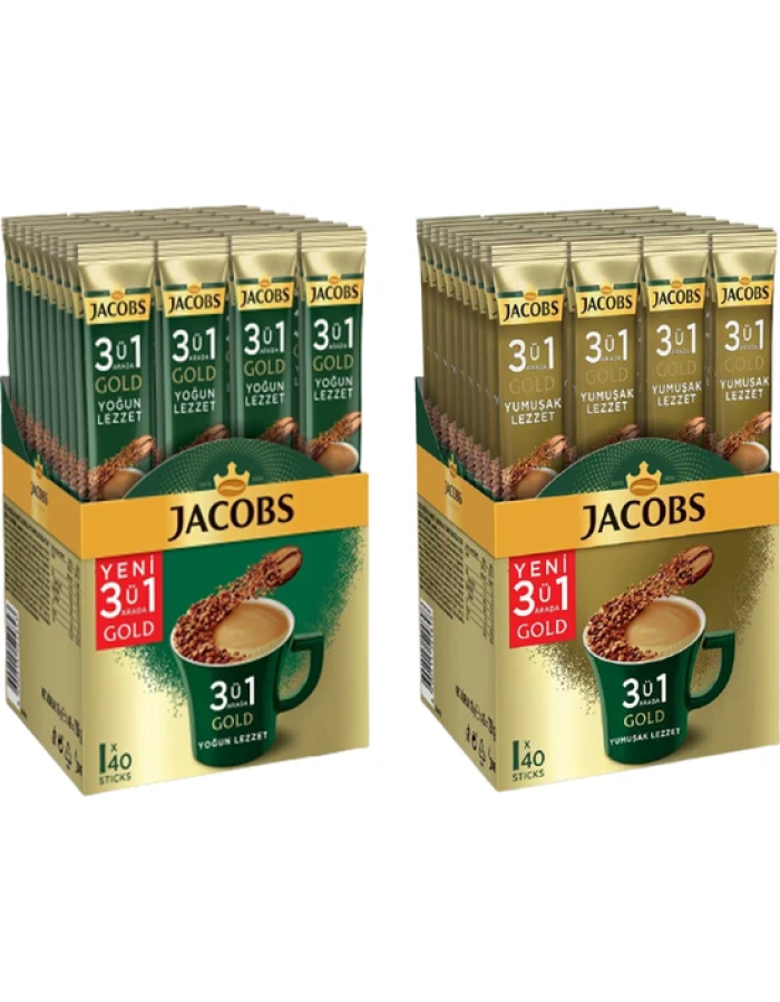 Jacobs Gold 3ü Bir Arada Yoğun ve Yumuşak Lezzet 40lı Paket