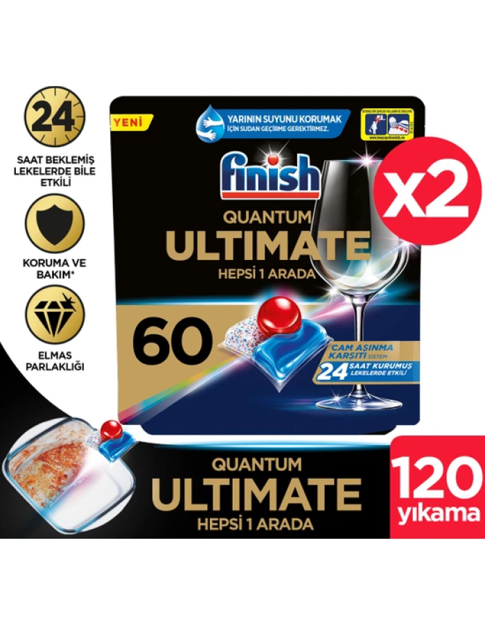 Finish Quantum Ultimate 120 Kapsül  Bulaşık Makinesi Deterjanı Tableti (60X2)