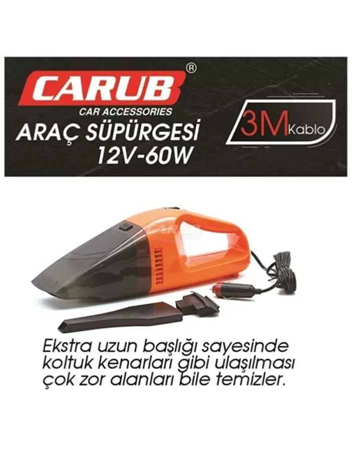 Carub Oto Süpürge 12v 60 W 3 Metre Kablo Araç Içi Süpürge