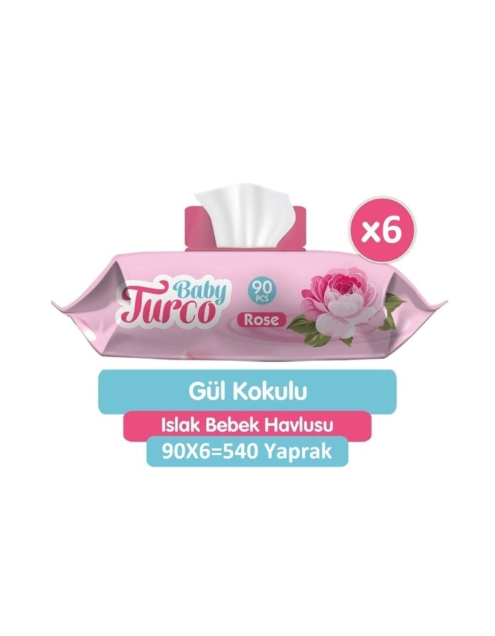 Gül Kokulu Islak Bebek Havlusu 6x90 Adet