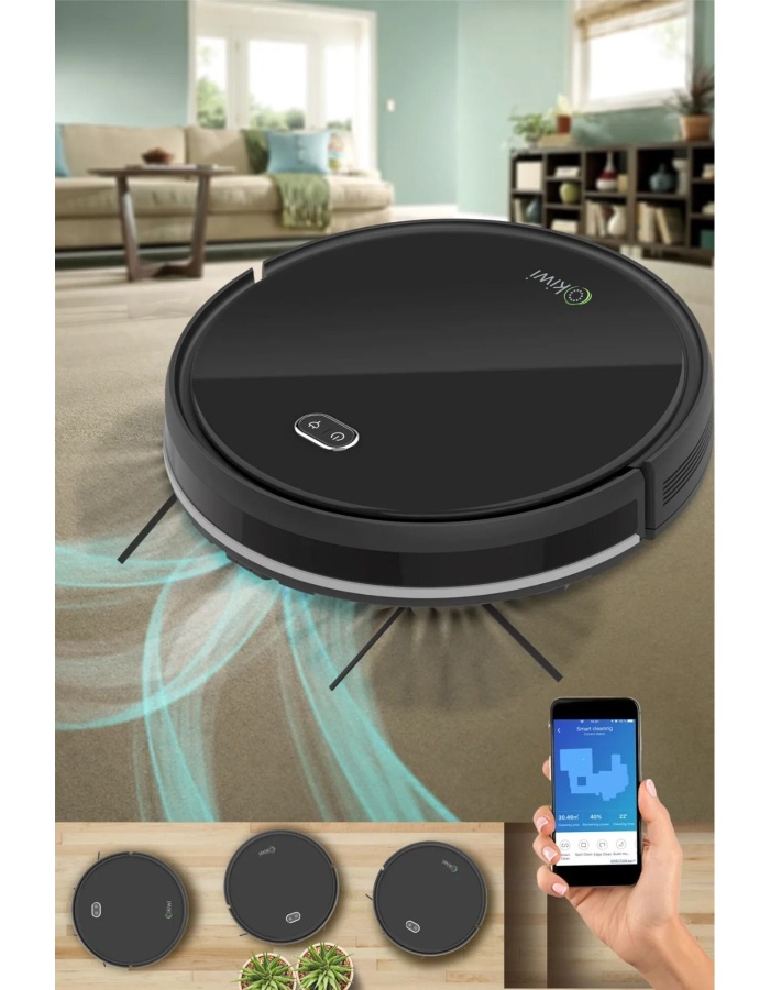 Kiwi Akıllı Robot Süpürge Islak Kuru Robot Vacuum Mop Kvc-4090