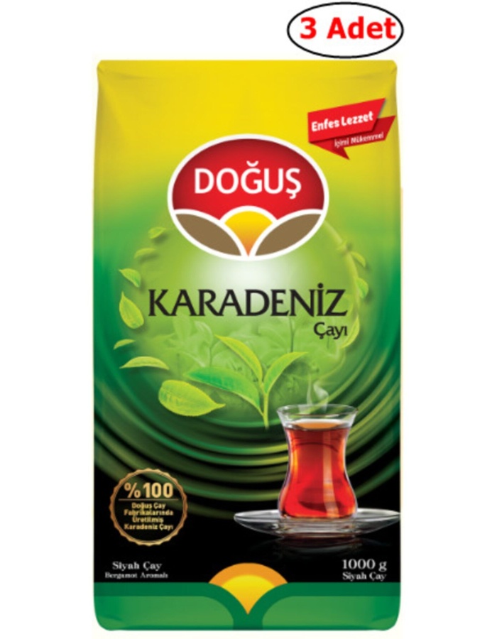 Doğuş Bergamot Karadeniz Çay 1000 Gr 3 Adet