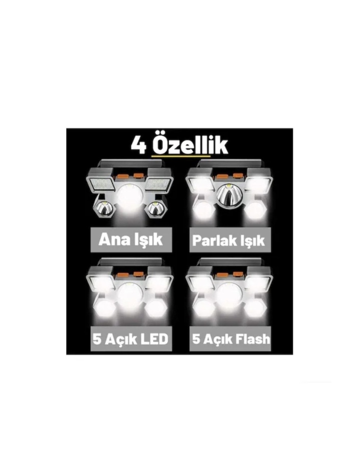 5LED Dahili Pil USB Sarj Edilebilir Kafa Feneri Lambasi