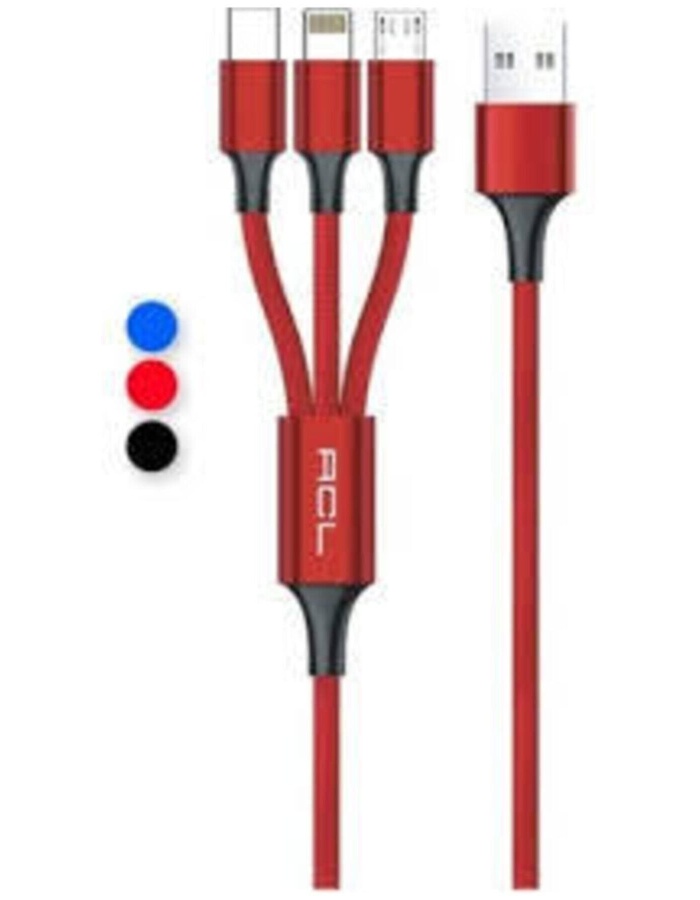 Ack-47 Primecord 3in1 Lightning, Micro, Type-c Metal Başlık Usb Şarj Kablosu