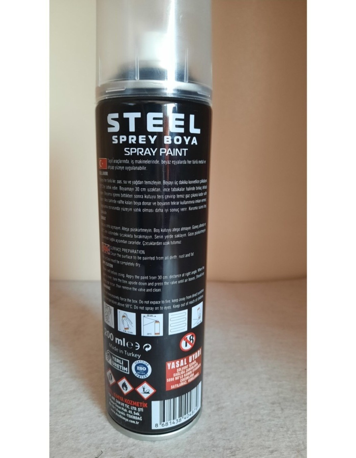 Steel Sprey Boya Siyah 200 Ml