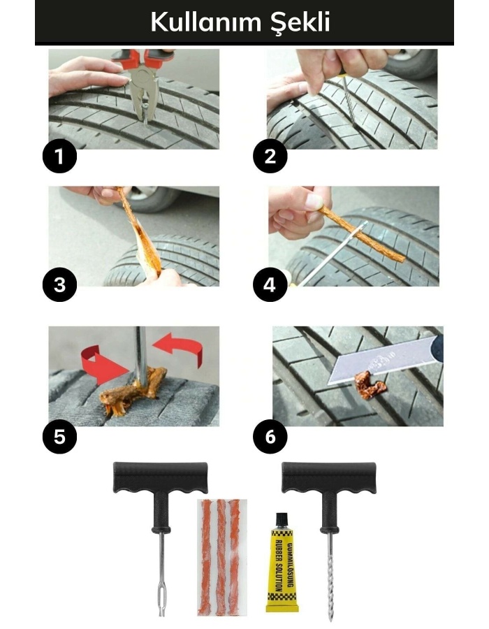 Dış Lastik Tamir Kiti Araç Motorsiklet Otomobil Bisiklet Lastik Tamir Fitil Seti
