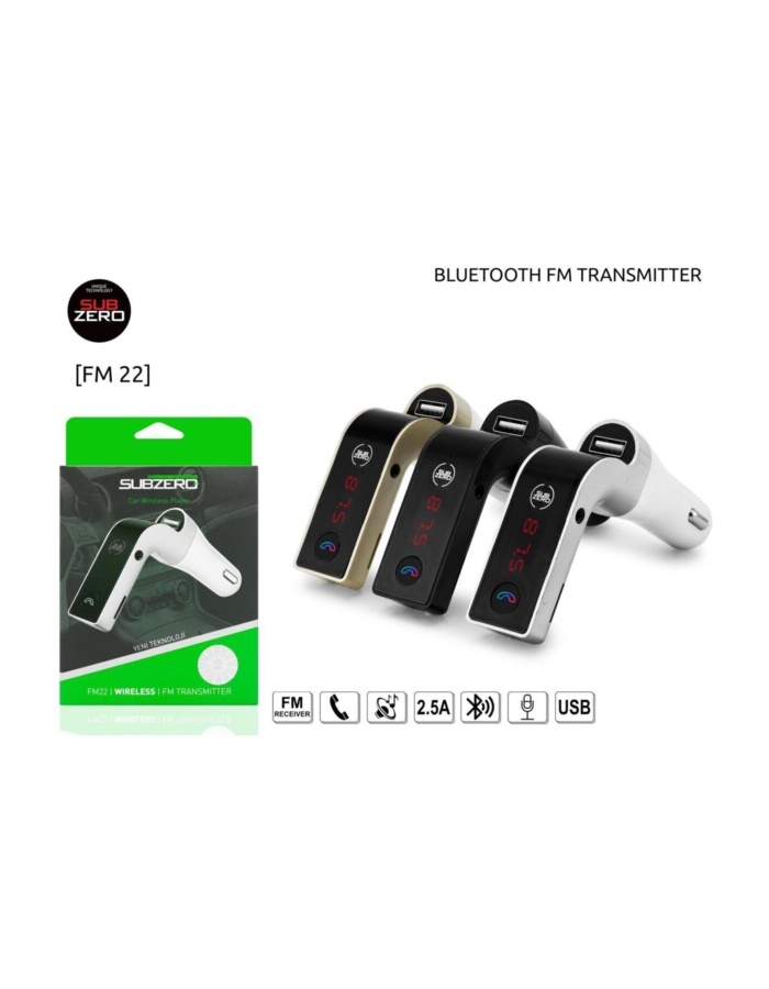 Akdenizpos  On01 2.5A Bluetooth Fm Transmitter Subzero Fm22 (Yeni)