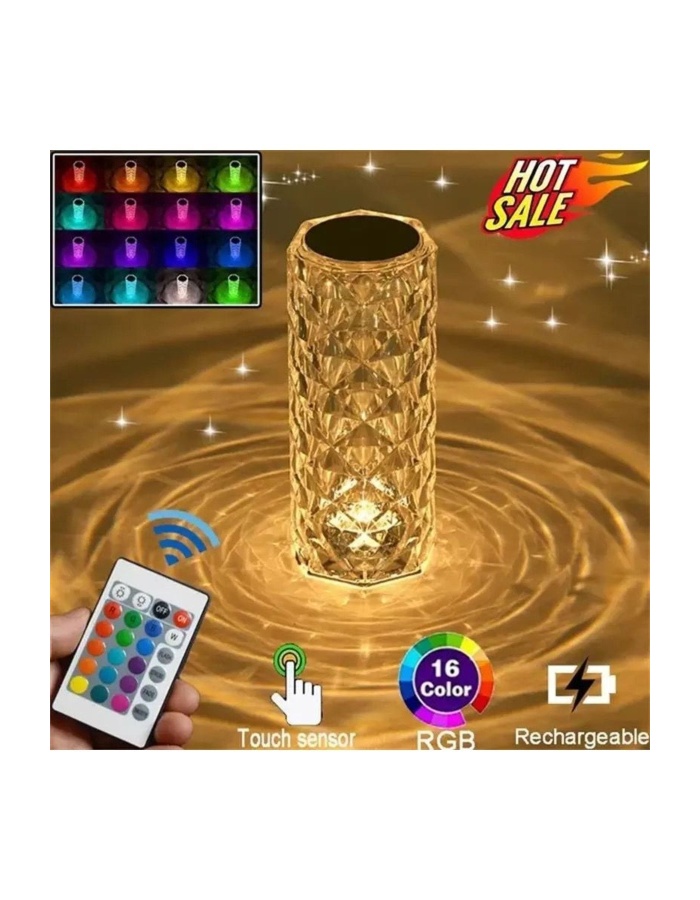 Rose Diamond Table Lamp Usb Charging Rgb Multi Totch Lamp Kumandalı Kristal Dev Masa Lambası