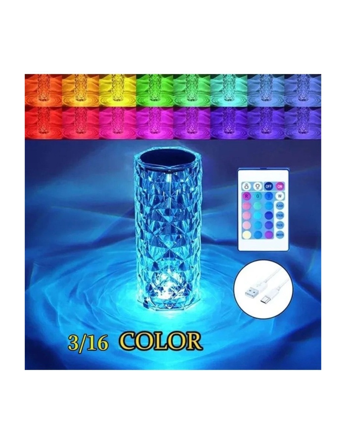 Rose Diamond Table Lamp Usb Charging Rgb Multi Totch Lamp Kumandalı Kristal Dev Masa Lambası