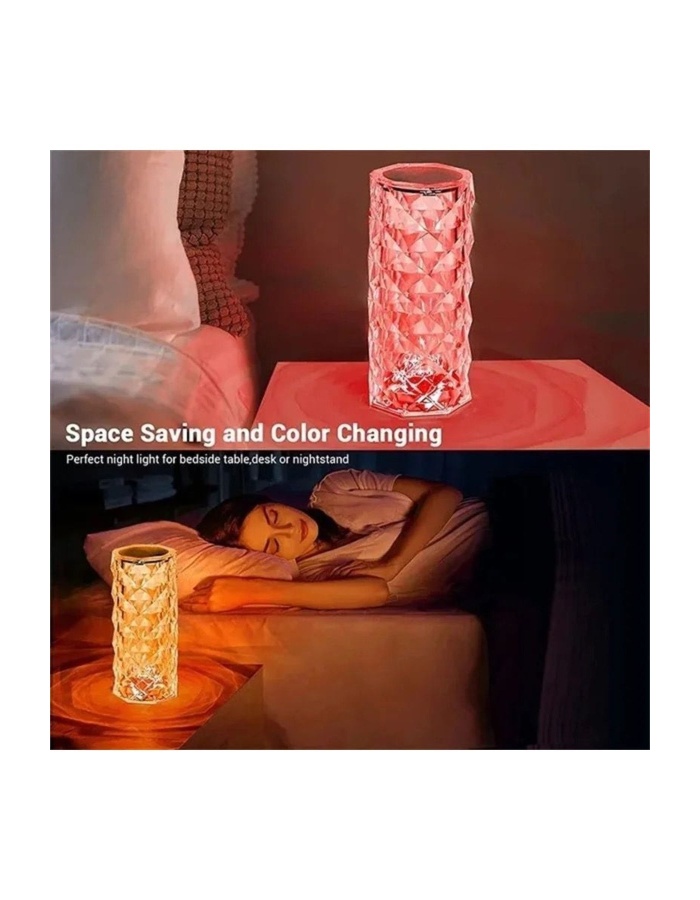 Rose Diamond Table Lamp Usb Charging Rgb Multi Totch Lamp Kumandalı Kristal Dev Masa Lambası