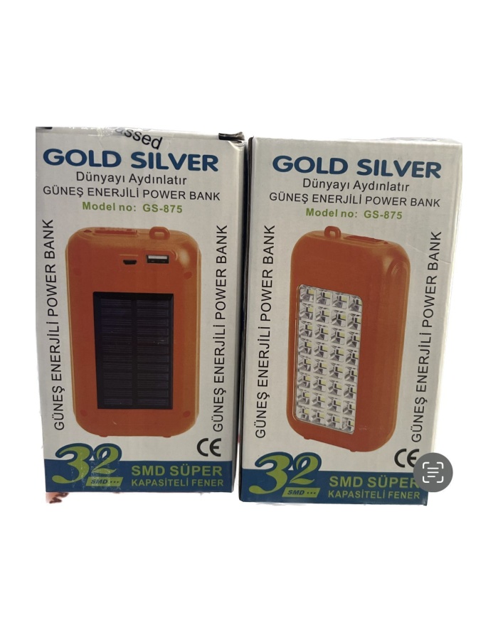 Gold Silver Gs-875 Güneş Enerjili Powerbank Özellikli Işıldak