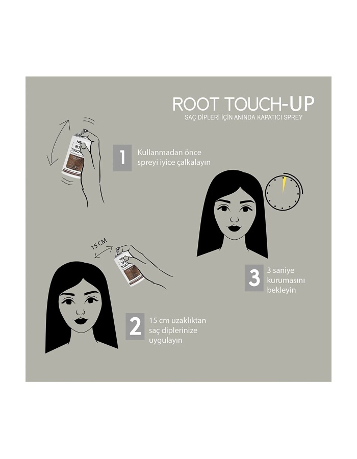 Root Touch-Up Kumral Saç Dipleri Için Anında Kapatıcı Sprey 75ml 9 Farklı Renk Seçenekleriyle