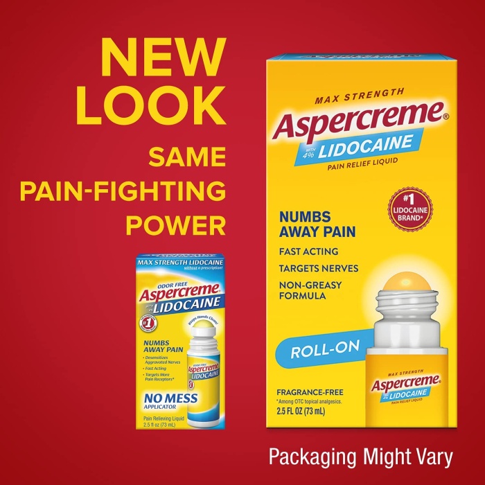 Aspercreme Lidocaine Roll On 73 mL.