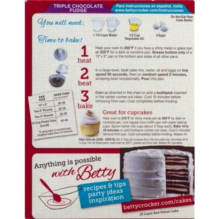 Betty Crocker Super Moist Triple Chocolate Fudge Cake Mix 432 Gr.