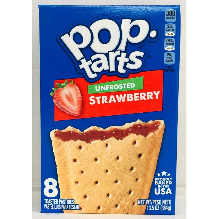 Kelloggs Pop Tarts Unfrosted Strawberry 8 Adet 384 Gr