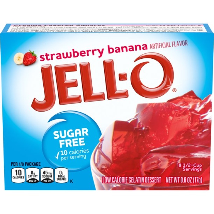 Jell-O Strawberry Banana Jelatin Tatlı Sugar Free 17 Gr.