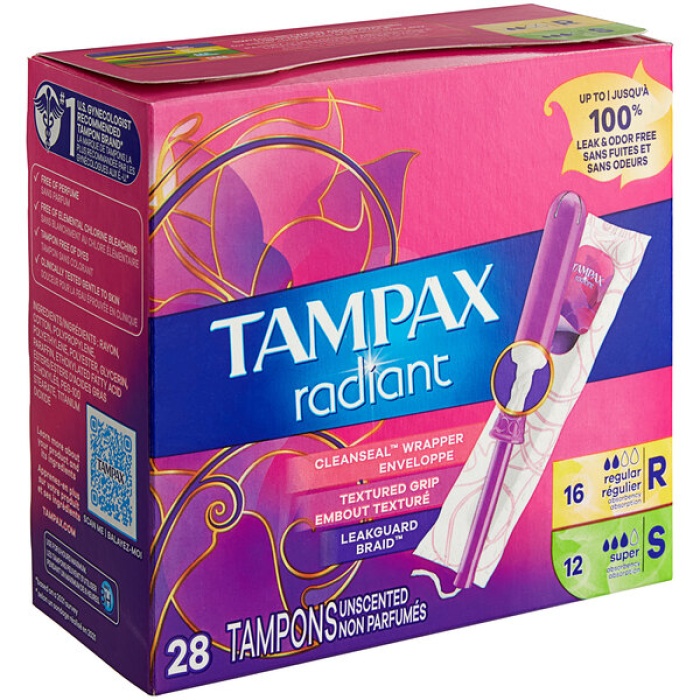 Tampax Radiant Cleanseal Wrapper Enveloppe Unscented 28 Adet