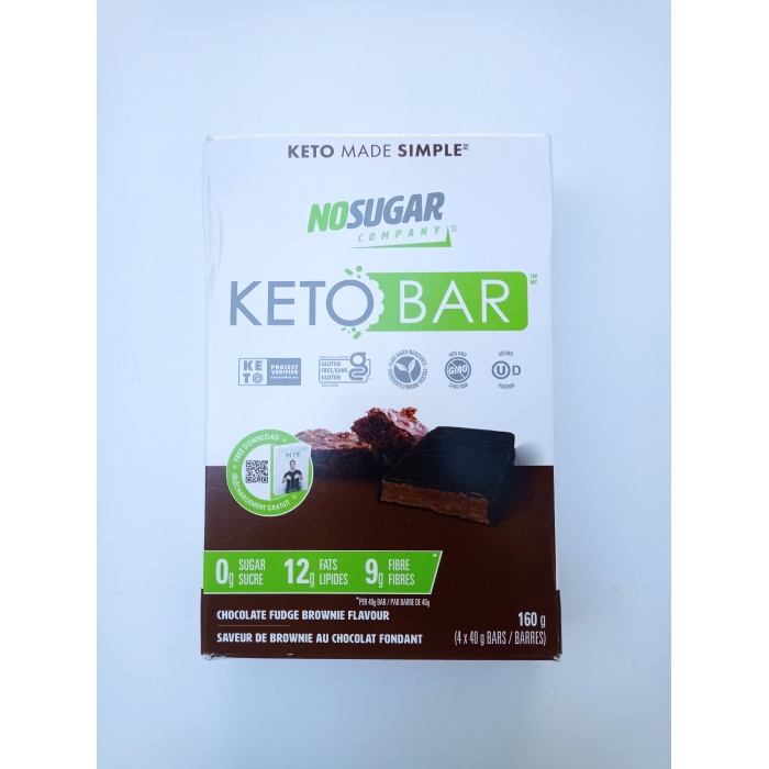 No Sugar Company Keto Bar Chocolate Fudge Brownıe  Flavour 4x40g Bars 160 gr