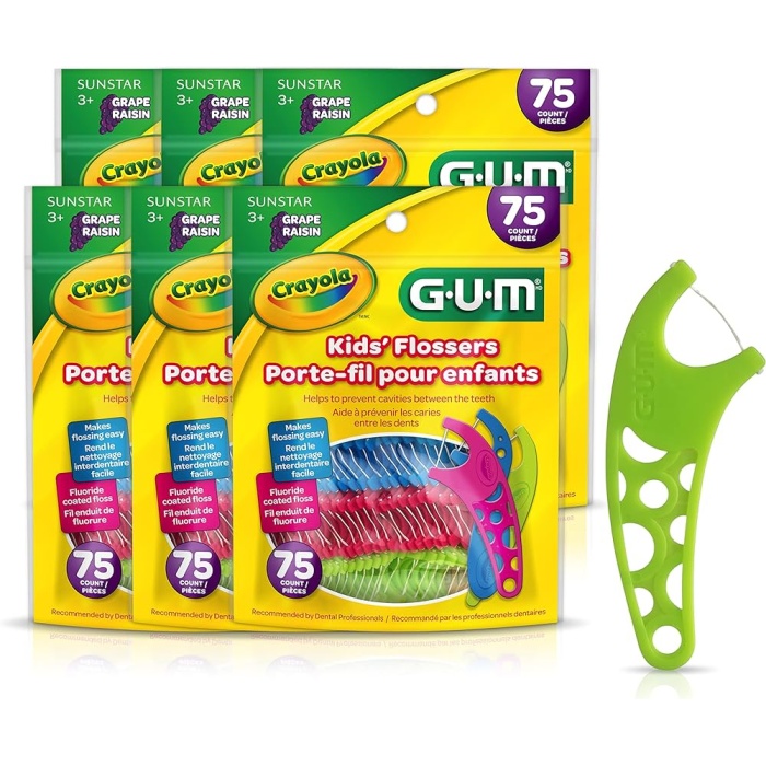 Gum Kids Flossers Porte-Fil Pour Enfants Diş İpi 75 Count