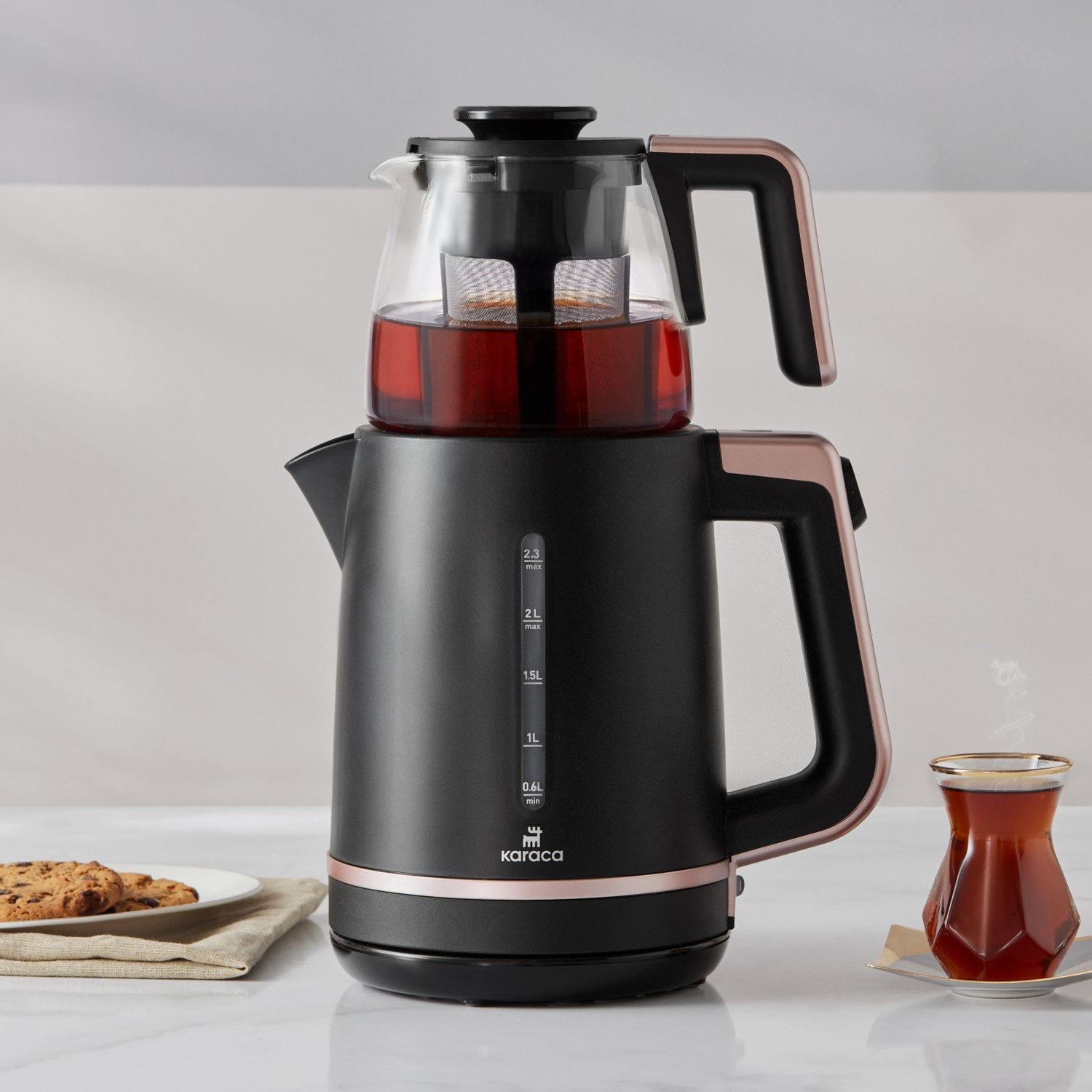 Karaca Maxi Tea XL 2in1 Cam Demlikli Çay Makinesi ve Kettle