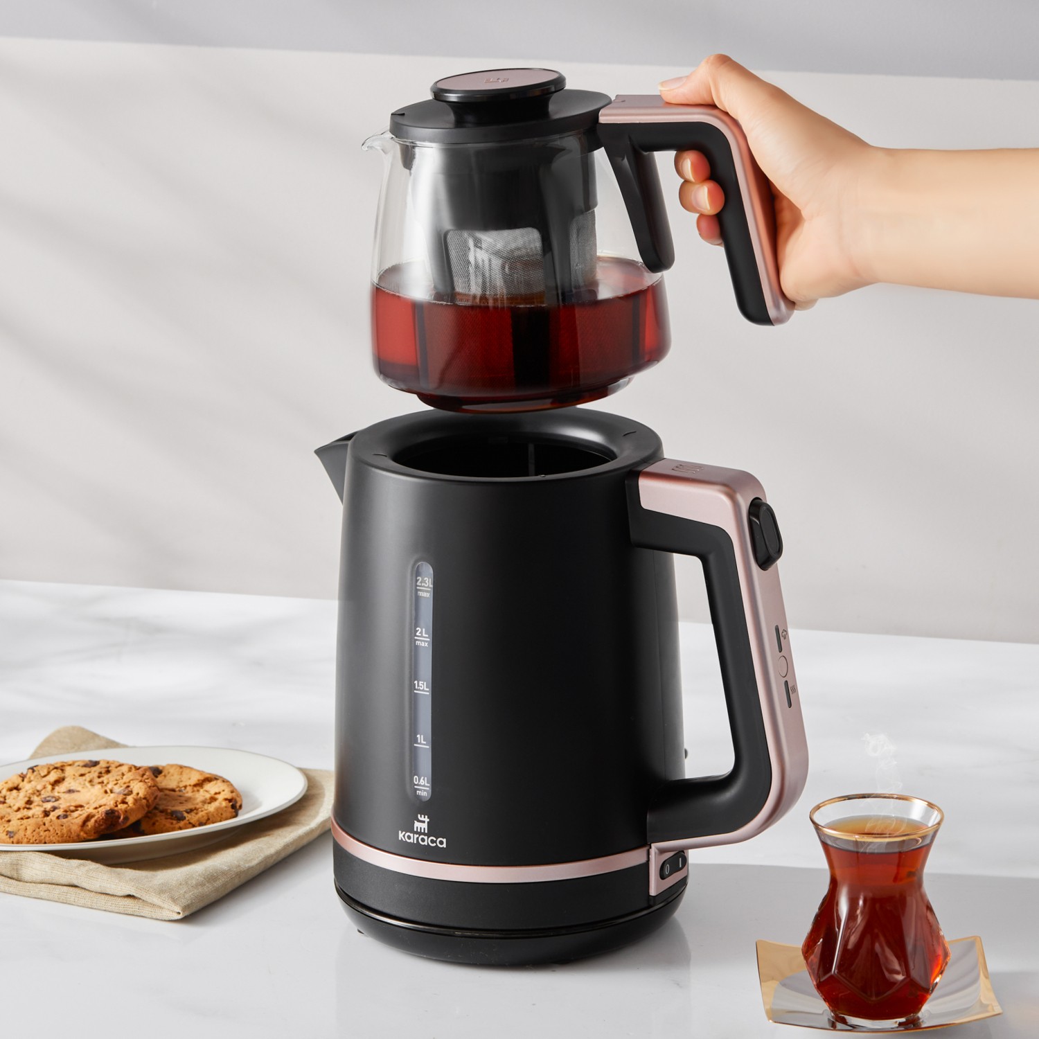 Karaca Maxi Tea XL 2in1 Cam Demlikli Çay Makinesi ve Kettle