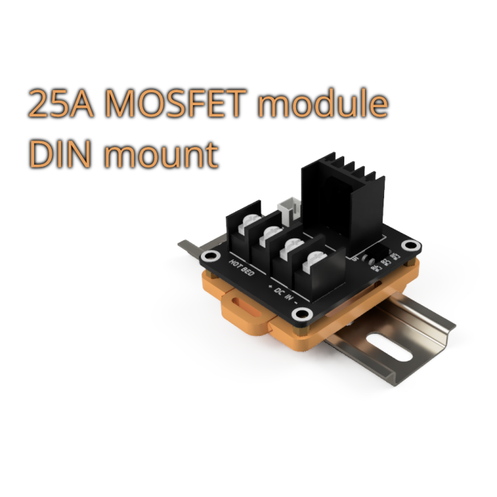 25A MOSFET modülünün DIN rayına montajı