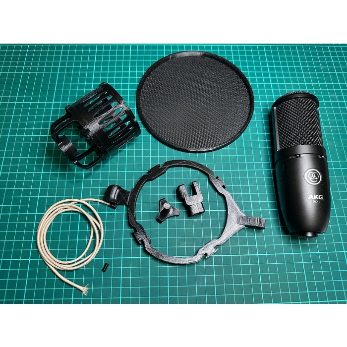 AKG 120 mikrofon örümcek ve pop filtresi