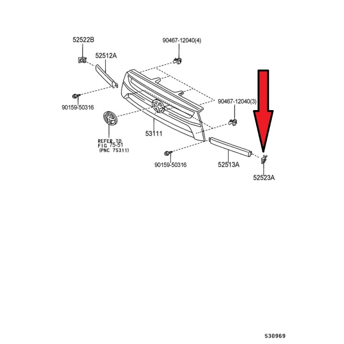 Şeritin farın altına sabitlenmesi Toyota Hilux Surf KZN185WTyota (5252235030)