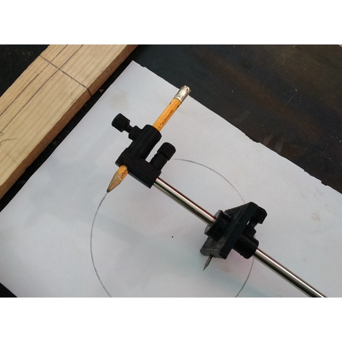 6 mm eksenin altına eklenen daireler ve paralel çizgiler çizmek için cihaz