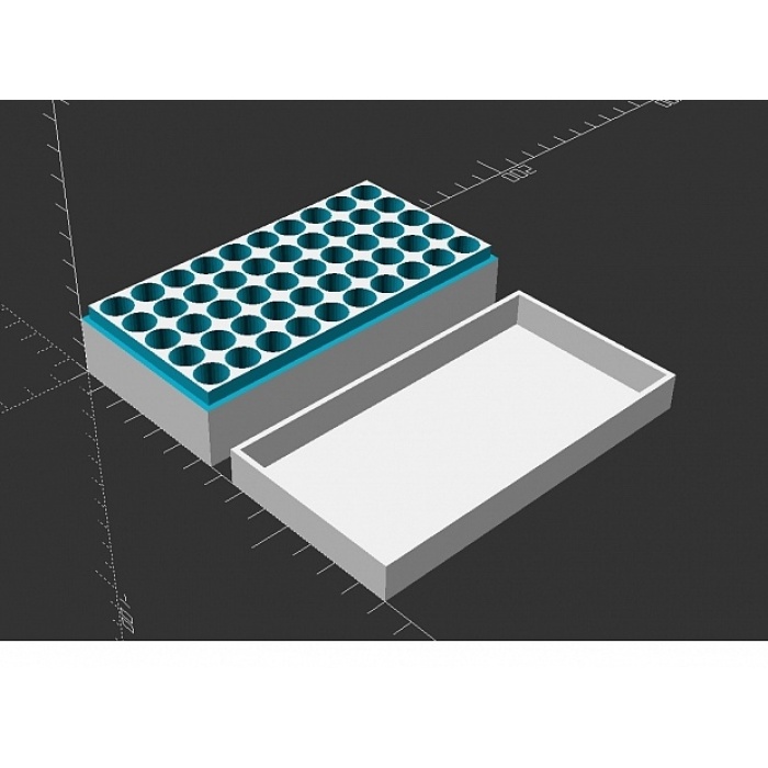 OpensCAD için kartuşlar için kapaklı ve jeneratörlü basit bir kutu